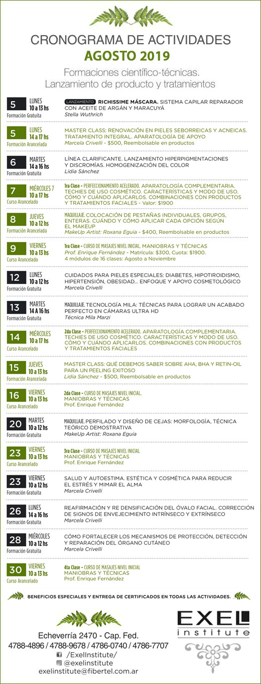 EXEL INSTITUTE CRONO AGOSTO 2019